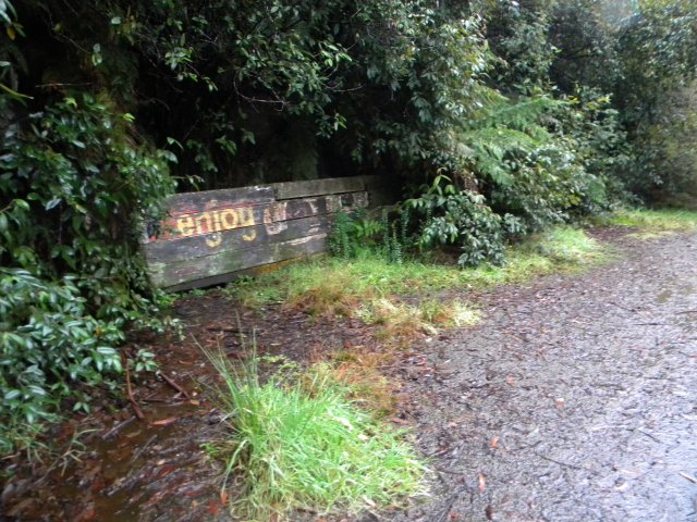 Advertising signage remaining on the 1950's raceway at Catalina Park, Katoomba